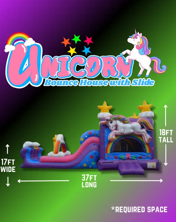 Unicorn Combo Bounce House (double lane)