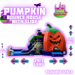 Pumpkin Bounce House w/ Slide (single lane)
