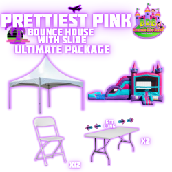 Prettiest Pink Bounce House with Slide (double lane) Ultimate Package