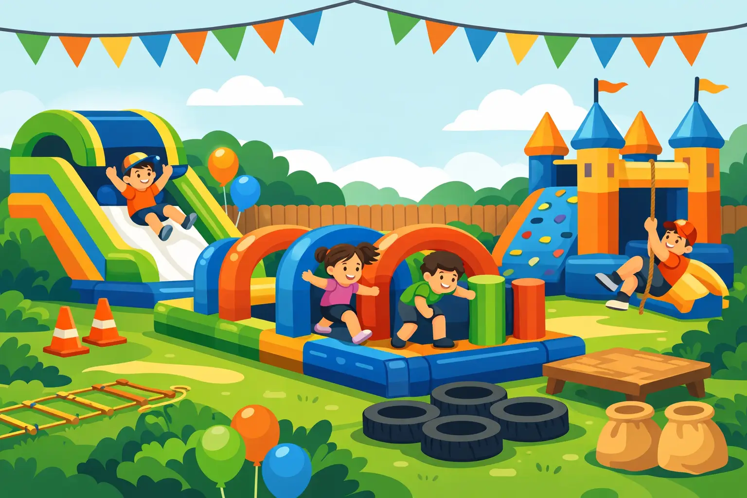 Backyard Obstacle Course Rental for Party Fun